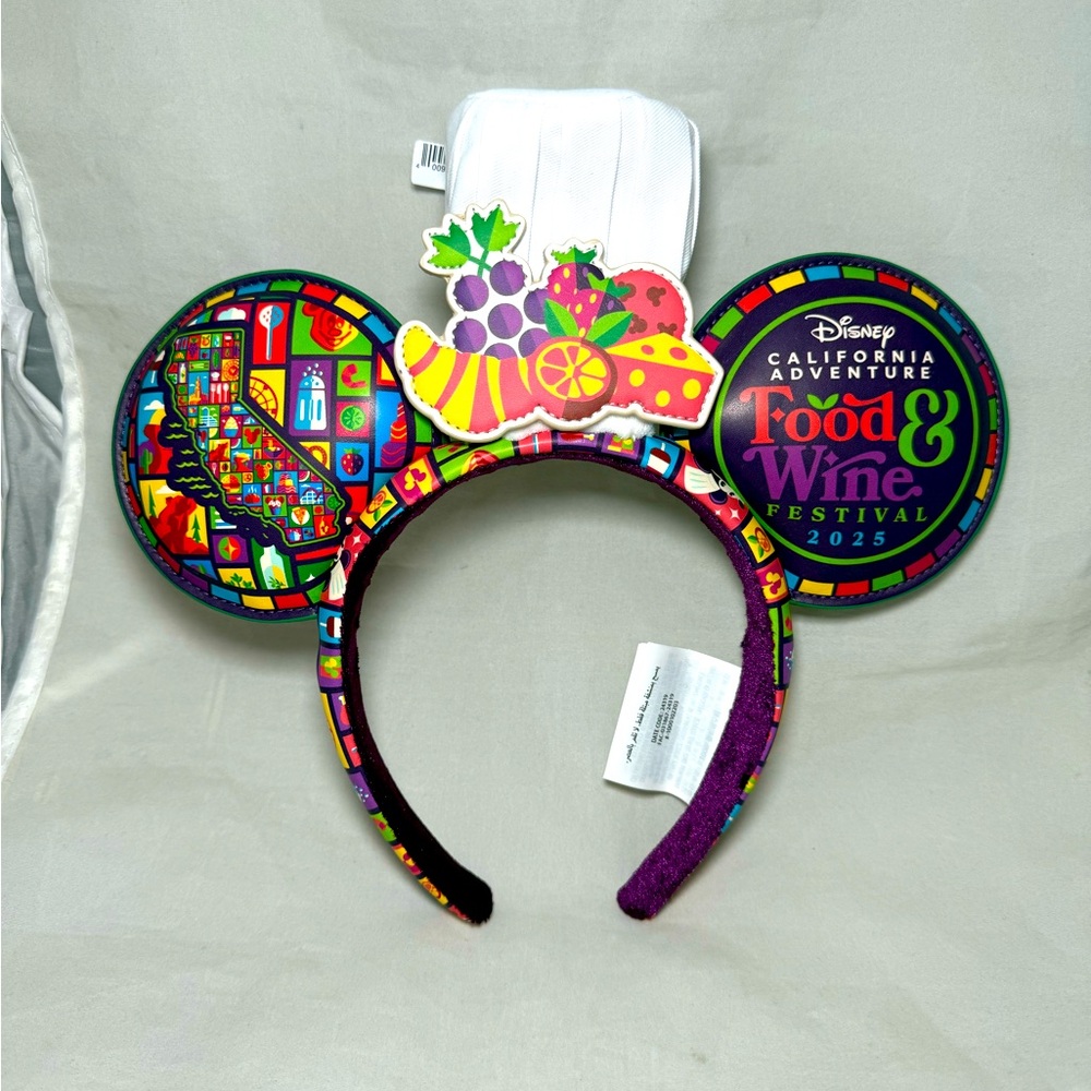 Disney Parks California Adventure Food & Wine Mickey Ears Headband Chef Hat NEW